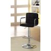 Leatherette Metal Frame Swivel Bar Chair , Black and Chrome