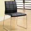 19 Inch Metal Dining Chair, Black Faux Leather, Square Tufting, Set of 2