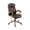 Leatherette Metal Frame Swivel Office Chair with Armrests, Brown