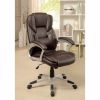 Leatherette Metal Frame Swivel Office Chair with Armrests, Brown