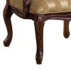 Traditional Fabric Upholstered Arm Chair with Carving, Gold and Brown