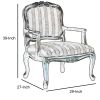 Traditional Fabric Upholstered Arm Chair with Carving, Gold and Brown