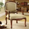 Fabric Wooden Frame Accent Chair with Hand Carved Cabriole Legs, Brown