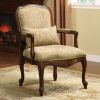 Textured Fabric Accent Chair with Padded Armrests, Brown and Beige