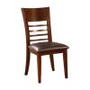 Leatherette Wooden Side Chair with Ladder Back, Set of 2, Walnut Brown