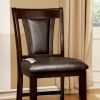 Leatherette Counter Height Wooden Chair, Set of 2, Cherry Brown