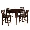 5 Piece Wood Counter Height Table, Fiddle Back Chairs, Brown