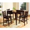 5 Piece Wood Counter Height Table, Fiddle Back Chairs, Brown