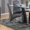 31 Inch Dining Chair, Gray Vegan Faux Leather, Sleek Curved Legs