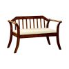 Wooden Slatted Back Bench with Leatherette Padded Seat, Brown