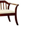 Wooden Slatted Back Bench with Leatherette Padded Seat, Brown
