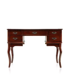 Spacious Solid Wood Vanity Table with Three Sided Mirror and Fabric Padded Stool, Brown
