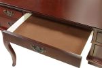 Spacious Solid Wood Vanity Table with Three Sided Mirror and Fabric Padded Stool, Brown