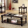 Mirror Panel Drawer Coffee Table with 2 End Tables, Set of 3, Brown