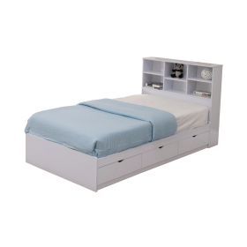 Wooden Twin Size Bookcase Headboard with 6 Open Shelves, White