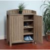 Slatted Pattern Shoe Cabinet With Molded Top, Brown
