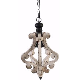 Perth Wooden Chandelier With Metal Chain And One Bulb Holder, White