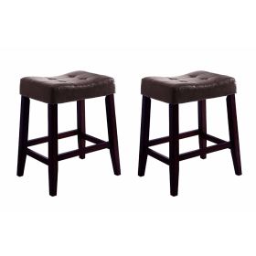 Stylish Wooden Saddle Chair Script, Brown, Set of 2