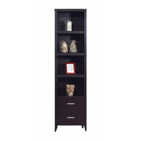 82 Inch 2 Drawer Wooden Media Tower, Brown