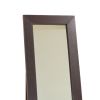Aesthetic Accent Mirror With Wooden Framing, Dark Brown