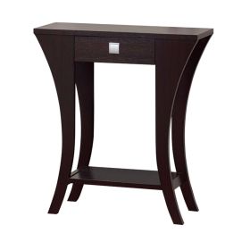 Wooden Console Sofa Side End Table With 1 Drawer and Open Shelf, Dark Brown