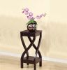 Square Top Wooden Plant Stand with Curved Legs and Shelves, Small, Dark Brown