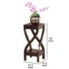 Square Top Wooden Plant Stand with Curved Legs and Shelves, Small, Dark Brown