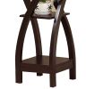 Square Top Wooden Plant Stand with Curved Legs and Shelves, Large, Dark Brown