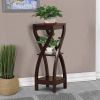 Square Top Wooden Plant Stand with Curved Legs and Shelves, Large, Dark Brown