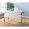 47 Inch Rectangular 2 Tone Wood Home Office Desk, Large Open Cubby Space and Drawer, White, Brown