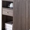 Elegant Chairside Table With Display Shelves and Drawer, Gray