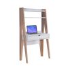 Huge Adorning Computer Desk With Drawer, Light Brown and White