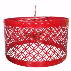 Beautiful Circular Cutout Metal Chandelier, Red
