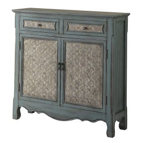 Storage Cabinet with 2 Doors and 2 Drawers, Antique Blue