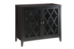 Storage Cabinet with 2 Doors and Quatrefoil Design, Black