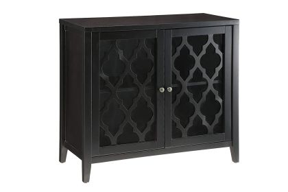 Storage Cabinet with 2 Doors and Quatrefoil Design, Black