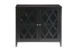 Storage Cabinet with 2 Doors and Quatrefoil Design, Black