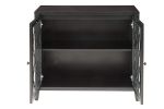 Storage Cabinet with 2 Doors and Quatrefoil Design, Black