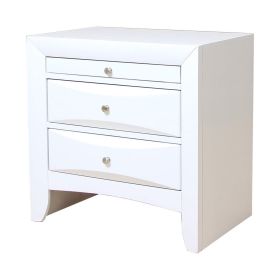 Contemporary 3 Drawer Wood  Nightstand By Ireland, White