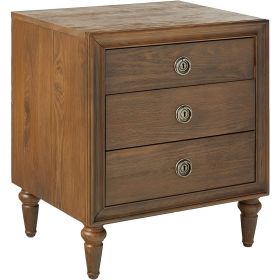 Traditional Style 3 Drawers Wood Nightstand By Inverness, Brown