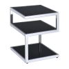 Alyea End Table, Black Glass & Chrome