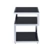 Alyea End Table, Black Glass & Chrome