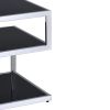 Alyea End Table, Black Glass & Chrome