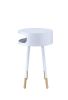 Sonria Round End Table, White & Natural