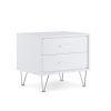 Contemporary 2 Drawers Wood Nightstand By Deoss, White