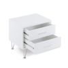 Contemporary 2 Drawers Wood Nightstand By Deoss, White