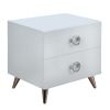 Modern Style Wood & Metal Nightstand By Elms, White & Chrome