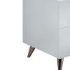 Modern Style Wood & Metal Nightstand By Elms, White & Chrome