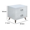 Modern Style Wood & Metal Nightstand By Elms, White & Chrome