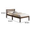 Simply Design Twin Bed With Wooden Slatted Headboard, Brown